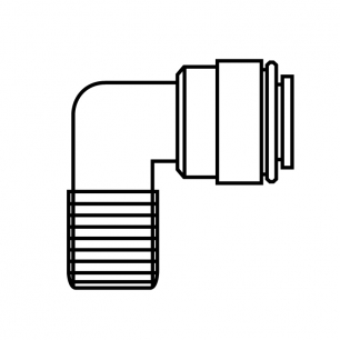 John Guest Fixed Elbow, 3/8" tube X 3/8" male pipe thread