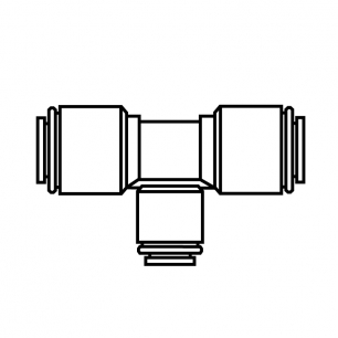 John Guest Reducing Tee, 3/8" tube X  3/8" tube X 1/4"  tube